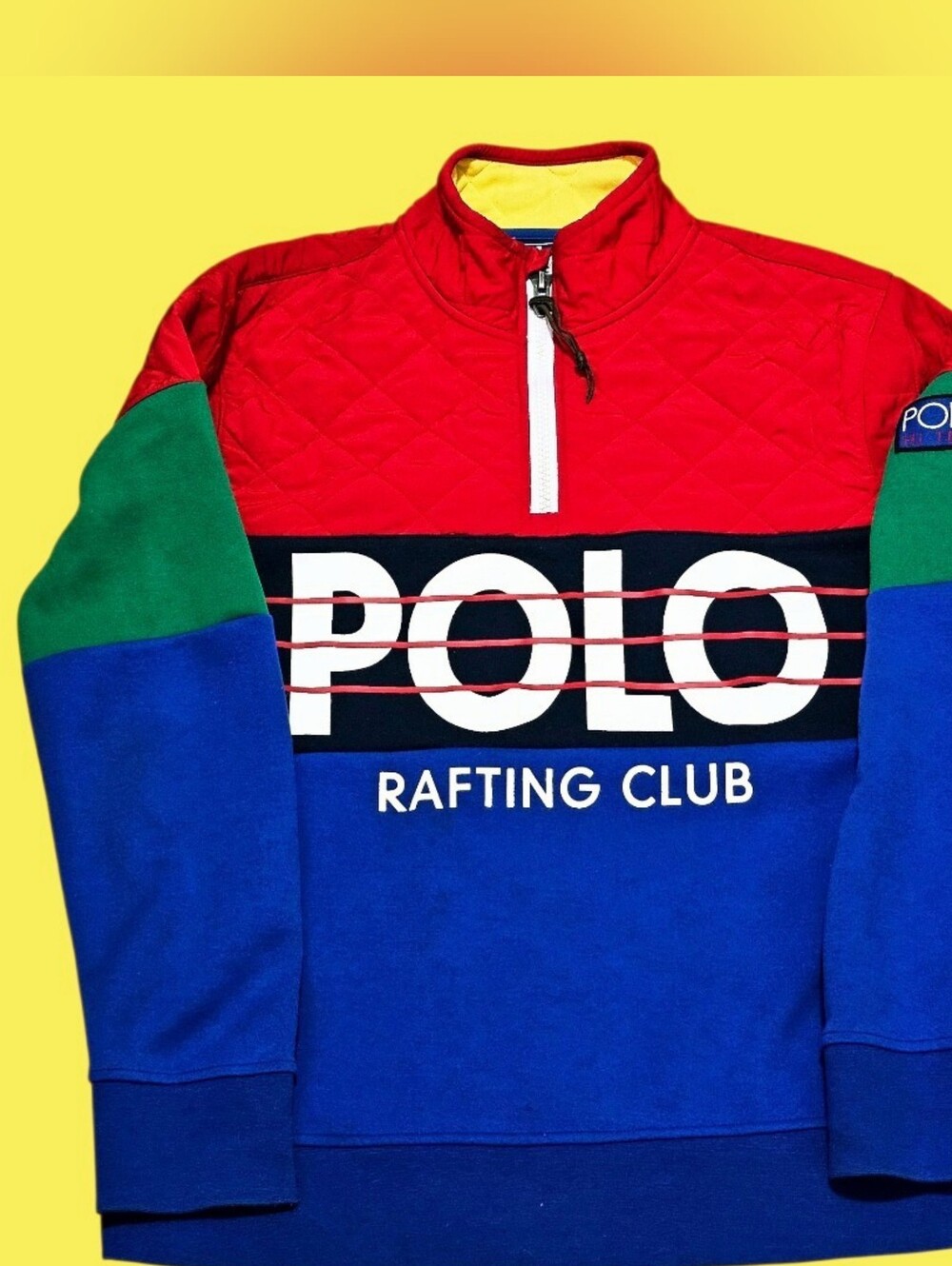 Ralph Lauren Polo Rafting Club Colorblock Quarter-Zip Sweater - Red/Blue/Green